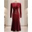 Burgundy/Deeper Red (Maroon) Button-Front Slit & Pleated Waist Dress - Elegant Winter Wedding Guest Gown, Party Evening Dress for Fall/Winter, Hand Washable Solid Color Formal Attire