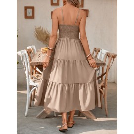 Elegant Mint Green Ruched Spaghetti Strap Maxi Dress for Women - Sleeveless, Cinched Waist, Flowy Vacation Style, Perfect for Spring/Summer, Spaghetti Suspender Dress