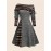 Contrast Striped Drawstring Smocked Dress, Chic Long Sleeve Dress For Spring & Fall, Women's Clothing
