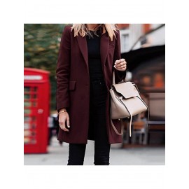 Women's Elegant Blazer Trench Coat Jacket - Button Front Closure Lapel Collar Shacket Cardigan Overcoat, Loose Fit All-Season Outerwear, Casual to Professional Wear (Single-Breasted Button for, Solid Color)