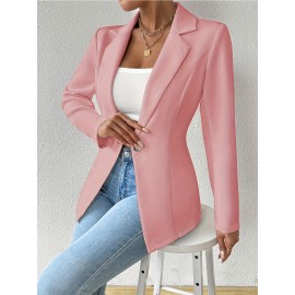 Women'S Elegant Oversized Tailored Blazer Jacket - Solid Color Winter Warmth Long Sleeve Single-Breasted Button Front Closure, Structured Loose Fit Casual to Formal Coat for Office, Business & Casual Attire - Versatile All-Season Outerwear (Autumn/W