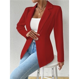 Women'S Elegant Oversized Tailored Blazer Jacket - Solid Color Winter Warmth Long Sleeve Single-Breasted Button Front Closure, Structured Loose Fit Casual to Formal Coat for Office, Business & Casual Attire - Versatile All-Season Outerwear (Autumn/W