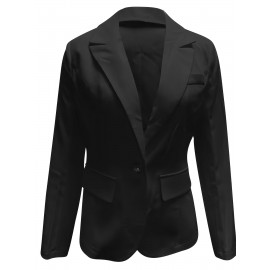 Womens Button Blazer Long Sleeve Open Front Jacket Solid Color Office Coat Blazer