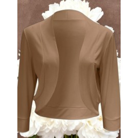 Ladies Fashion Casual Solid Color Three Quarter Sleeve Cardigan | Short Small Coat Coats for Ladies Blazers, Front Open, Spring/Fall Outerwear, Loose Fit, Single Breasted, Solid Color, No