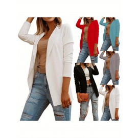 Women'S Slim Fit Solid Color Blazer - Chic Long Sleeve Single-Button Jacket, Lightweight All-Season Versatile Office & Casual Wear, Versatile Fashion | Chic Blazer | Lightweight Jacket