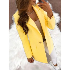Women's Maternity Blazer Coat - Slim Suit Jacket with Single Button Lapel Collar, Front Opening Mechanism & Machine Washable - Solid Color Office Workwear for Pregnancy, All-Season Formal & Everyday Outerwear (Loose Fit Blazer, OL Suit)