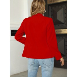 Women's Elegant Slim-Fit H-Line Blazer Jacket with Lapel Collar & Single-Button Closure - Solid Color Work Office Blazer, Machine Washable, Year-Round Professional Outerwear