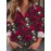 Women'S Gothic Floral & Skull Print Blouse - Red Roses & Skulls on Red Background, All-Season Casual Shirt with Collar & Button Front, Non-stretch Fabric For Halloween, Parties, Everyday Outfits - Women'S Clothing, Halloween Clothes, Party Attire