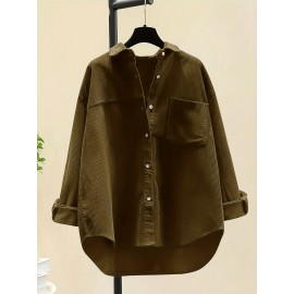 Women's Corduroy Shirt, Everyday Shirt, Layering Piece, Relaxed Fit, Buttonup Shirt, Hand Wash Only, Breathable Material, Long Sleeve Shirt, Buttondown Top, Women's Fashion, Office Casual