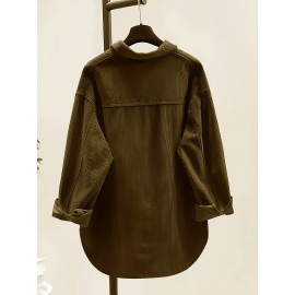 Women's Corduroy Shirt, Everyday Shirt, Layering Piece, Relaxed Fit, Buttonup Shirt, Hand Wash Only, Breathable Material, Long Sleeve Shirt, Buttondown Top, Women's Fashion, Office Casual