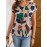 Women's Elegant Geometric Print Short Sleeve Blouse - Breathable Summer Fabric, Regular Fit Round Neck Top for Casual, Office & Casual Attire, Casual Summer Outfit, Smooth Texture Fabric