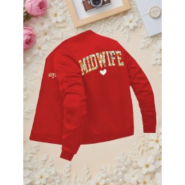 Women'S Red Midwife Graphic Zip-Up Jacket - Casual Long Sleeve Outerwear with 