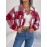 Women's Elegant Structured Jacket - Plaid Checkered Coat (Red/White/Tan) with Classic Collar & Chest Pocket Button Closure, Machine Washable Long Sleeve Blazer for Office, Casual or Formal Wear - Spring/Autumn Outerwear