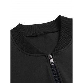 Women's Turkey Squad Graphic Zip-Up Jacket - Black Casual Slim Fit Stand Collar Coat with Pockets, Machine Washable Fall Winter Outerwear