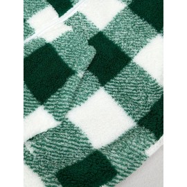 Women'S Plaid Fleece Coat - Mustard-Yellow & Checkered Winter Warmth, Soft Plush Jacket with Full-Zip Front Closure, Cozy Casual Outerwear for Fall & Winter, Winter Clothing, Fall Fashion, Stylish Outerwear, Fashion Lovers