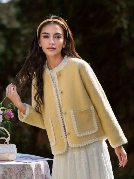 Women's Elegant Solid Color Winter Jacket - Single-Breasted Button Front Coat with Pockets, H-Line Silhouette, Long Sleeve Warm Outerwear for Fall & Winter, Casual or Dressy Occasions