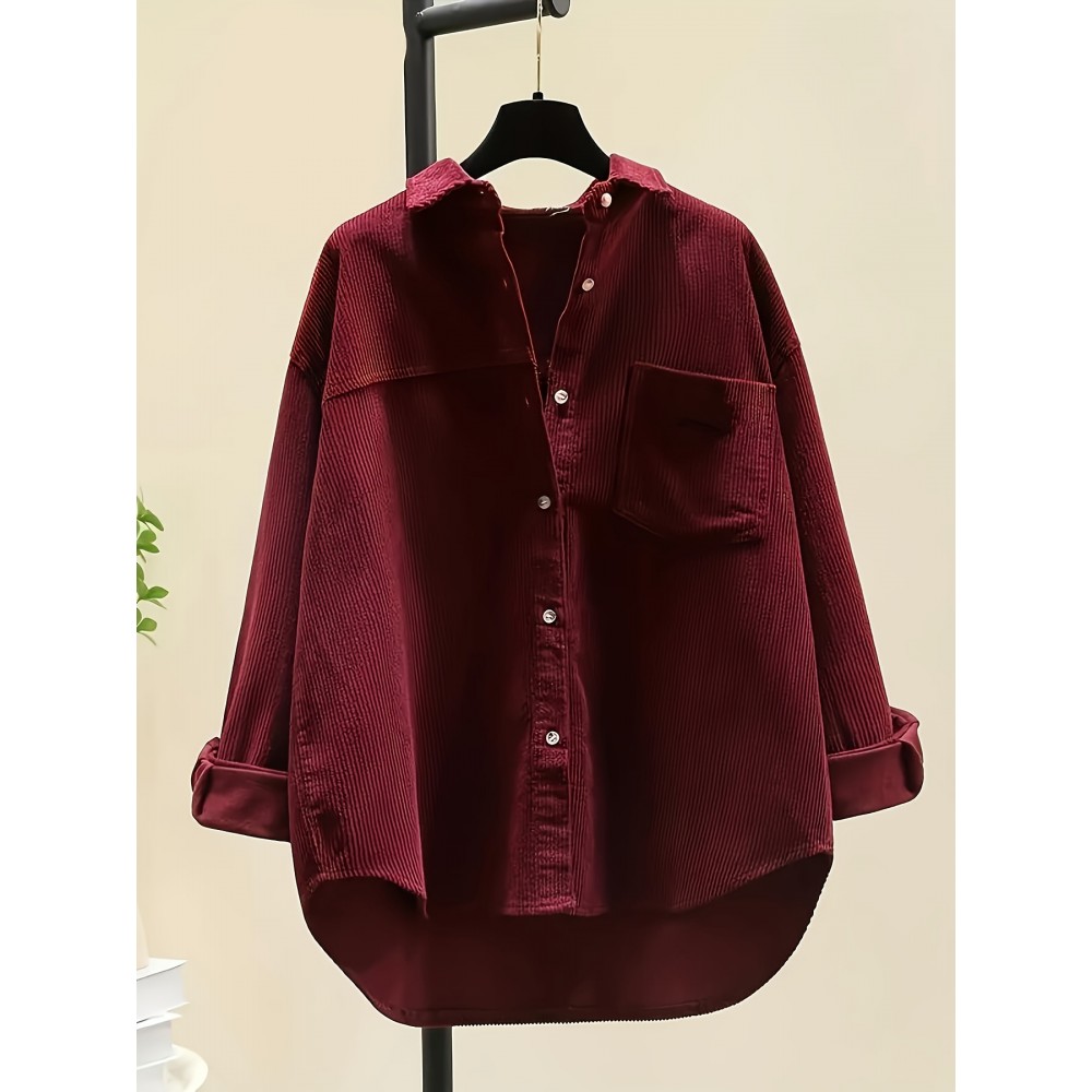Women's Corduroy Shirt, Everyday Shirt, Layering Piece, Relaxed Fit, Buttonup Shirt, Hand Wash Only, Breathable Material, Long Sleeve Shirt, Buttondown Top, Women's Fashion, Office Casual