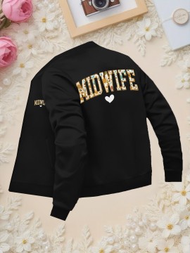 Women'S Red Midwife Graphic Zip-Up Jacket - Casual Long Sleeve Outerwear with 