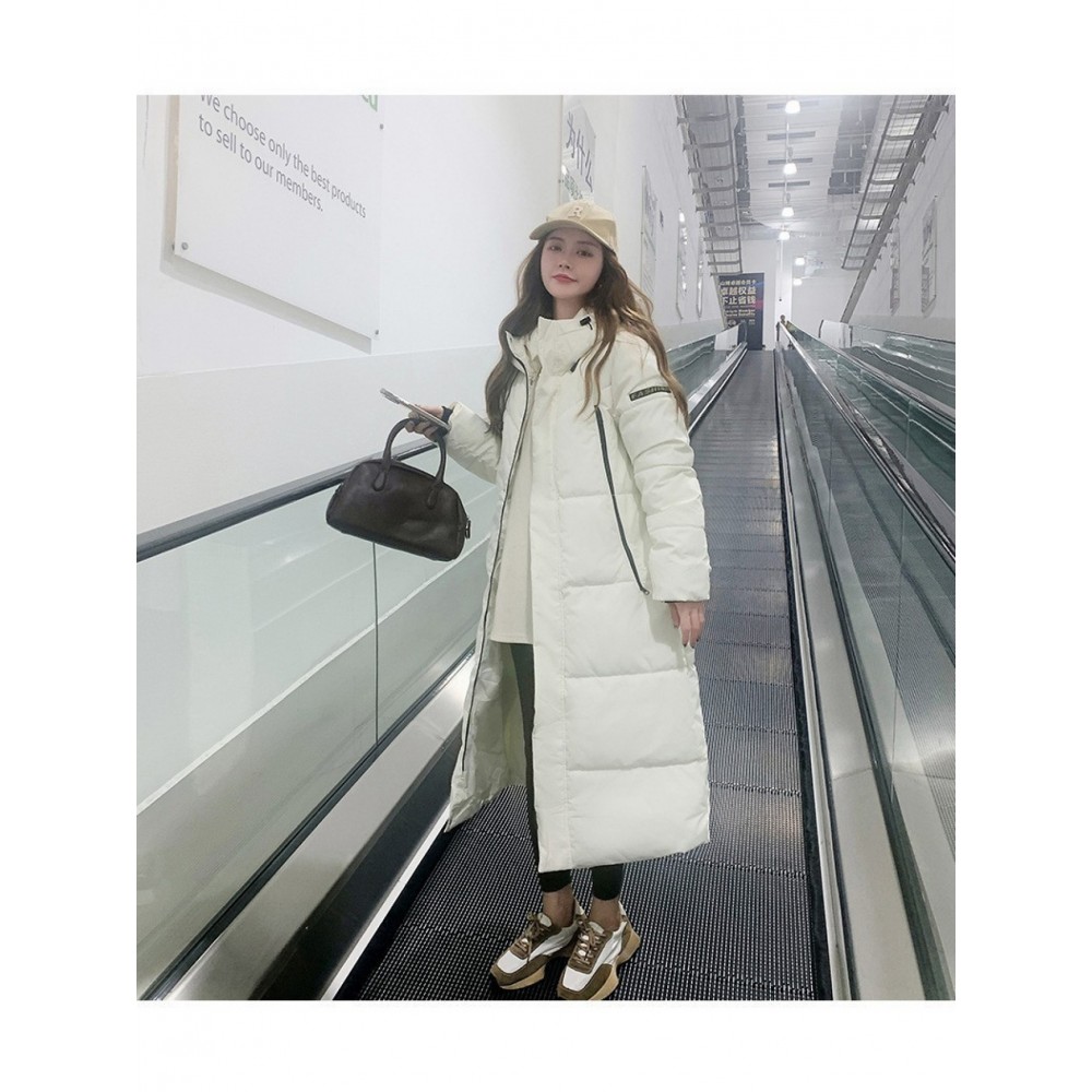 New Women'S Medium-Long -Padded Coat | Stylish Letter-Patterned Thickened Outerwear, Casual Style with Long Sleeves.